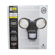HPM SIKA 25W 2200lm LED Cool White Twin Spot Light with PIR Sensor Black