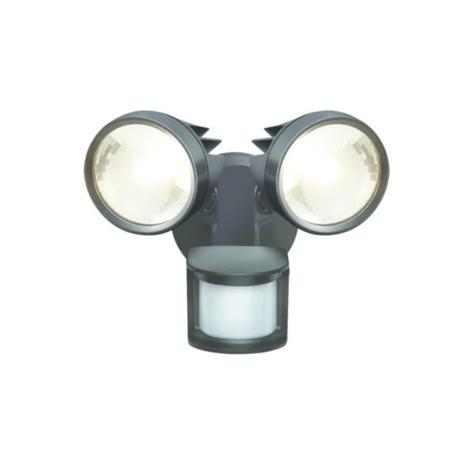 HPM SIKA 25W 2200lm LED Cool White Twin Spot Light with PIR Sensor Black