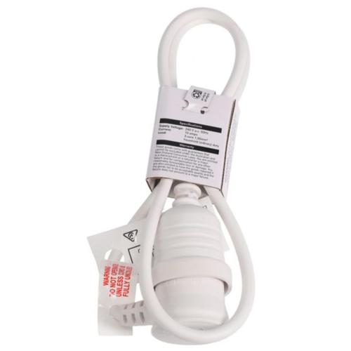 HPM Household 10A 3 Core 1.0mm² Piggyback Extension Lead 1m White