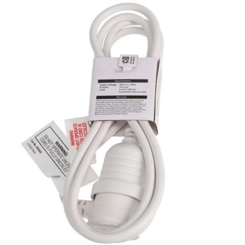 HPM Household 10A 3 Core 1.0mm² Piggyback Extension Lead 2m White