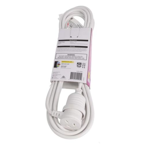 HPM Household 10A 3 Core 1.0mm² Piggyback Extension Lead 6m White