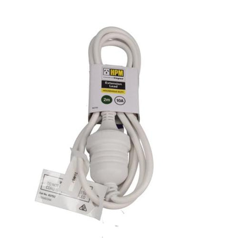 HPM Household 10A 3 Core 1.0mm² Extension Lead 2m White