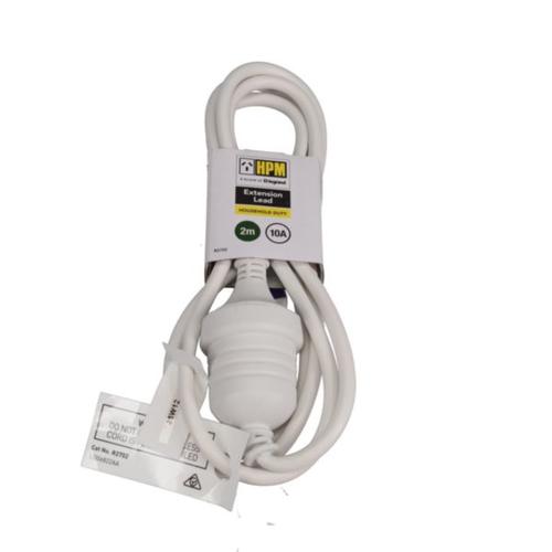 HPM Household 10A 3 Core 1.0mm² Extension Lead 2m White