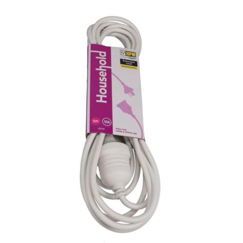 HPM Household 10A 3 Core 1.0mm² Extension Lead 5m White