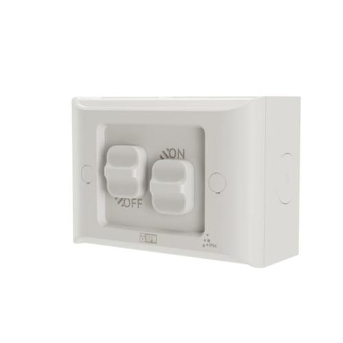 HPM AQUA 16A 2 Gang IP66 Weatherproof Surface Mount Switch Misty Grey