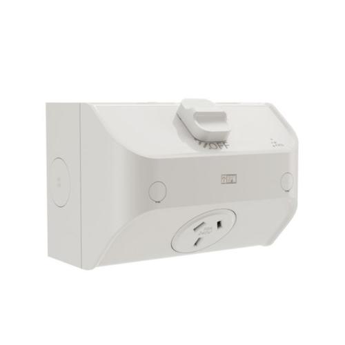 HPM AQUA 10A IP53 Weatherproof Surface Mount Single Power Point Misty Grey