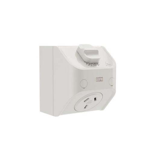 HPM AQUA 10A IP53 Weatherproof Surface Mount Compact Single Power Point Misty Grey