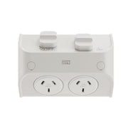 HPM AQUA 10A IP53 Weatherproof Flush Mount Double Power Point Misty Grey