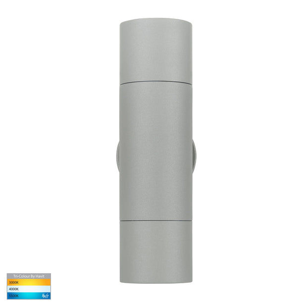Tivah Up & Down Wall Pillar Light Silver with 9in1 CCT GU10