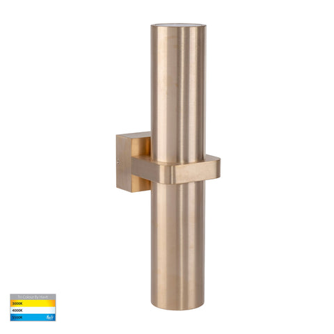 Luz CCT 2 x GU10 Up & Down IP65 Wall Pillar Light Brass