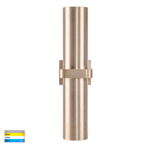 Luz CCT 2 x GU10 Up & Down IP65 Wall Pillar Light Brass