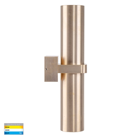 Luz CCT 2 x GU10 Up & Down IP65 Wall Pillar Light Brass