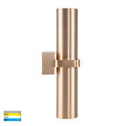 Luz CCT 4 x GU10 Up & Down IP65 Wall Pillar Light Brass