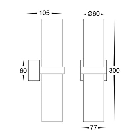 Luz CCT 2 x GU10 Up & Down IP65 Wall Pillar Light Brass