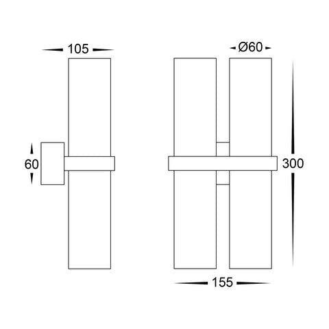 Luz CCT 4 x GU10 Up & Down IP65 Wall Pillar Light Brass