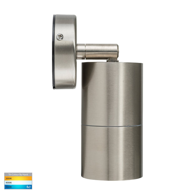 Fortis Single Adjustable Wall Pillar Light Stainless Steel with 5w CCT GU10