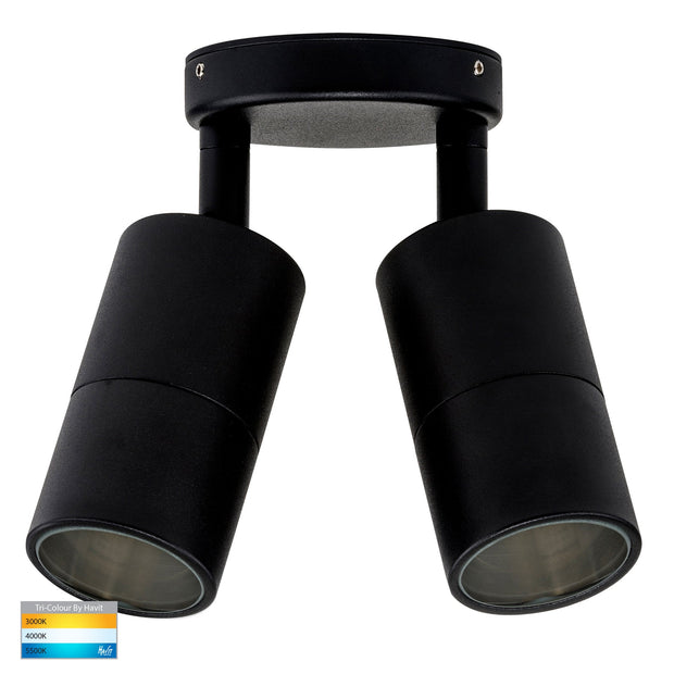 HV1327MR16T Tivah 12v Double Adjustable Wall Pillar Light Black