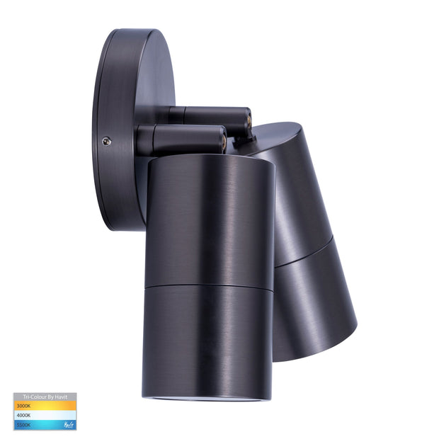 Tivah Double Adjustable Wall Pillar Light Graphite Coloured with 9in1 CCT GU10