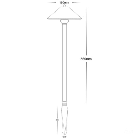 Forn Bollard Light Spike Antique Brass 3.2w Tri Colour 12v 225mm