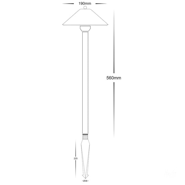 Forn Bollard Light Spike Antique Brass 3.2w Tri Colour 12v 225mm