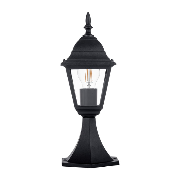 Newark Pillar Light Black 8w E27 Warm White