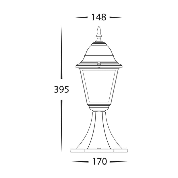 Newark Pillar Light Black 8w E27 Warm White