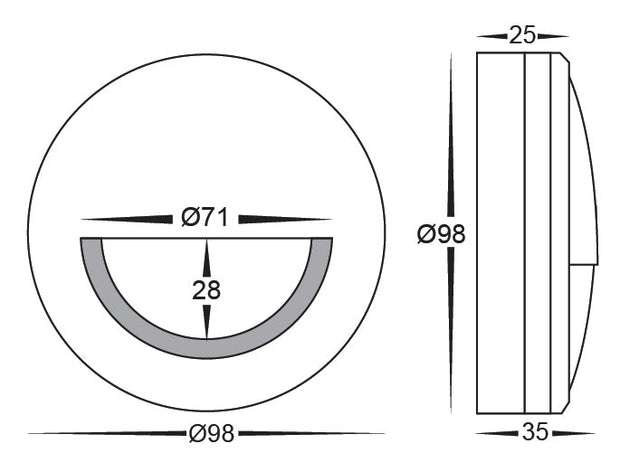 Nava 240V 5w 3CCT Surface Mounted Step Light with Eyelid Titanium Aluminium