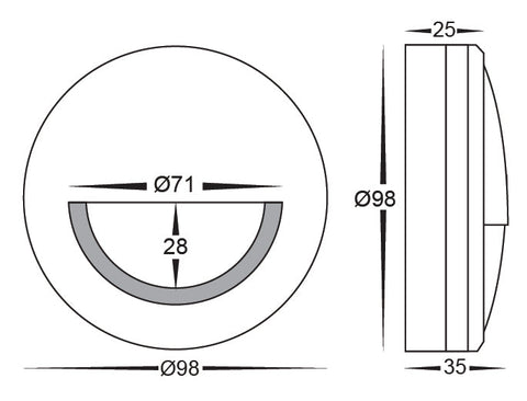 Nava 240V 5w 3CCT Surface Mounted Step Light with Eyelid Black