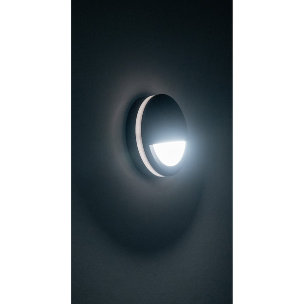Nava 240V 5w 3CCT Surface Mounted Step Light with Eyelid Black
