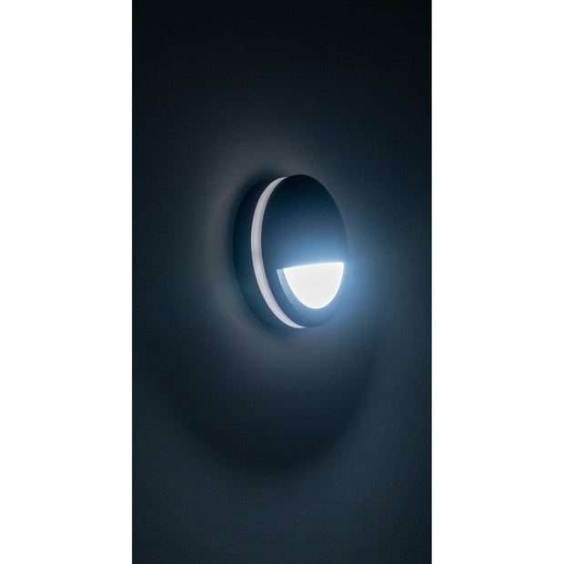 Nava 240V 5w 3CCT Surface Mounted Step Light with Eyelid Black