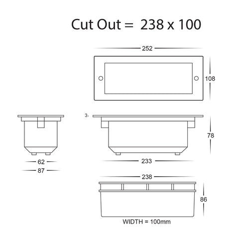Bata 12v 10w CCT LED Recessed Brick Light 316 Stainless Steel Plain Face