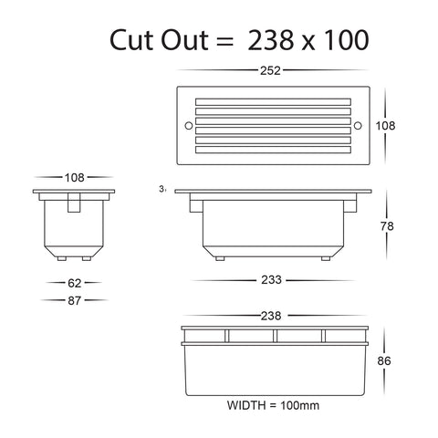 Bata 12v 10w CCT LED Recessed Brick Light With 316 Stainless Steel Grill Cover