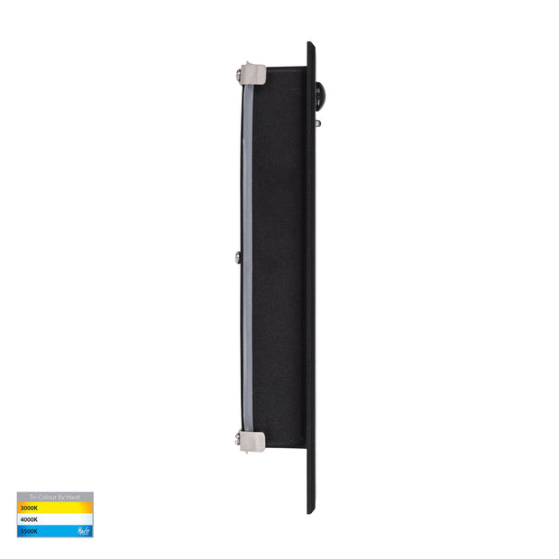 Paso 240v 3w 3CCT LED Recessed Large Rectangle Black Step Light with PIR Sensor