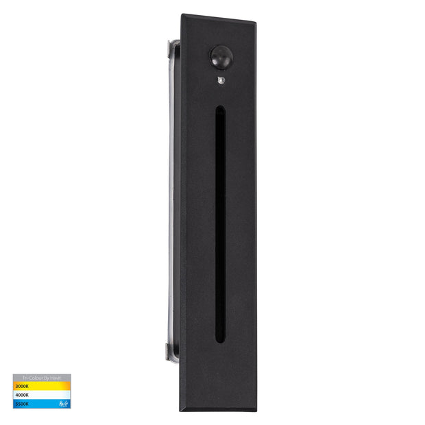 Paso 240v 3w 3CCT LED Recessed Large Rectangle Black Step Light with PIR Sensor