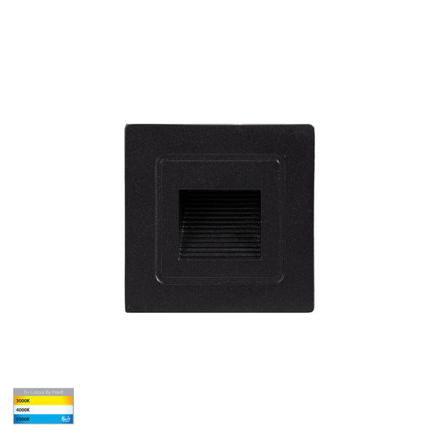 Trin 12v 1w 3CCT LED IP54 Black Small Square Recessed Steplight