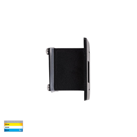 Trin 12v 1w 3CCT LED IP54 Black Small Square Recessed Steplight