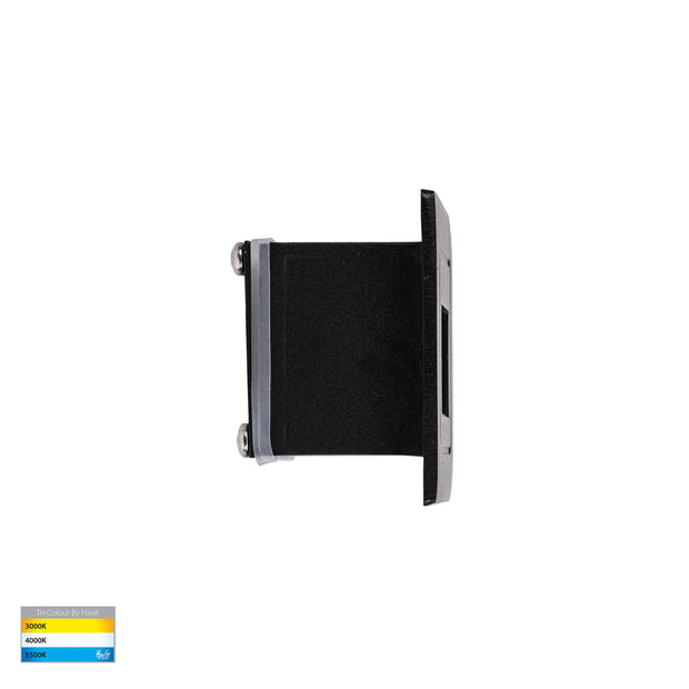 Trin 12v 1w 3CCT LED IP54 Black Small Square Recessed Steplight