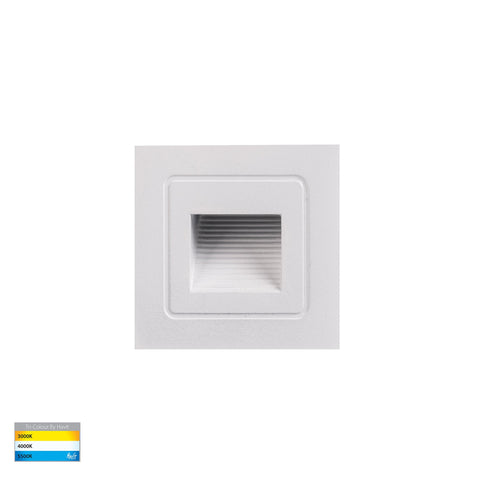 Trin 12v 1w 3CCT LED IP54 White Small Square Recessed Steplight