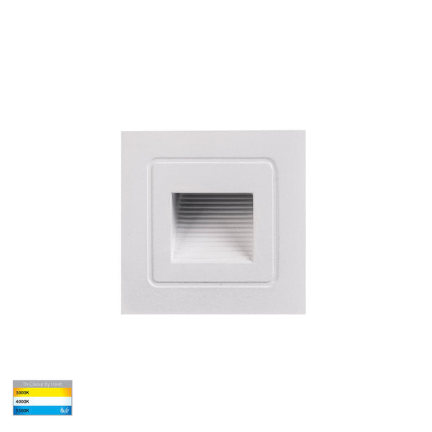 Trin 12v 1w 3CCT LED IP54 White Small Square Recessed Steplight