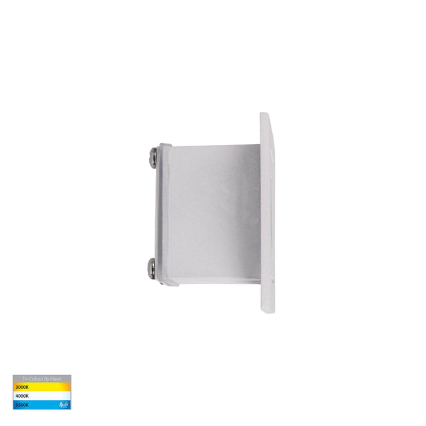 Trin 12v 1w 3CCT LED IP54 White Small Square Recessed Steplight