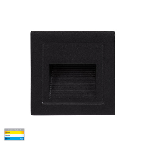 Trin 240v 3w 3CCT LED IP54 Black Large Square Recessed Steplight
