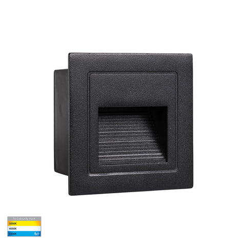 Trin 240v 3w 3CCT LED IP54 Black Large Square Recessed Steplight