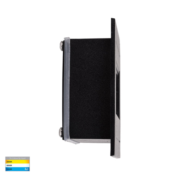 Trin 12v 5w 3CCT LED IP54 Black Large Rectangle Recessed Steplight