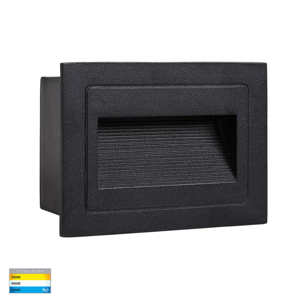Trin 12v 5w 3CCT LED IP54 Black Large Rectangle Recessed Steplight