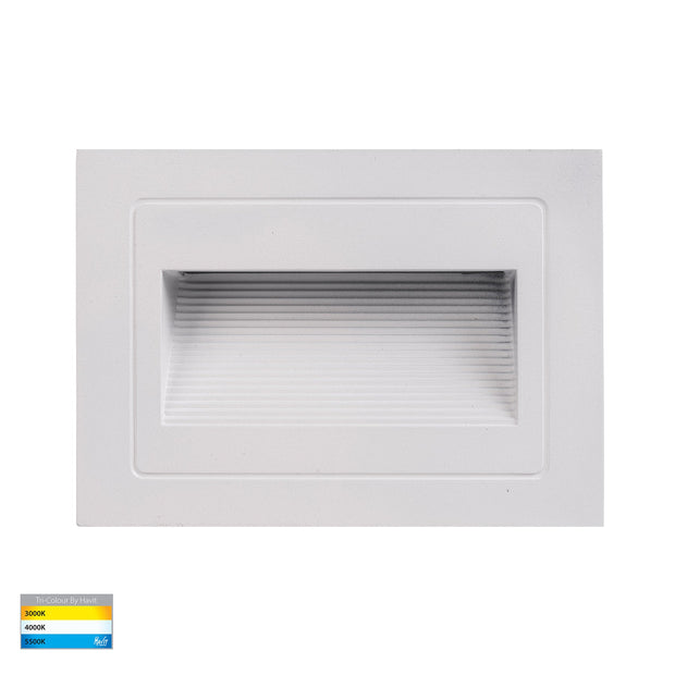 Trin 12v 5w 3CCT LED IP54 White Large Rectangle Recessed Steplight