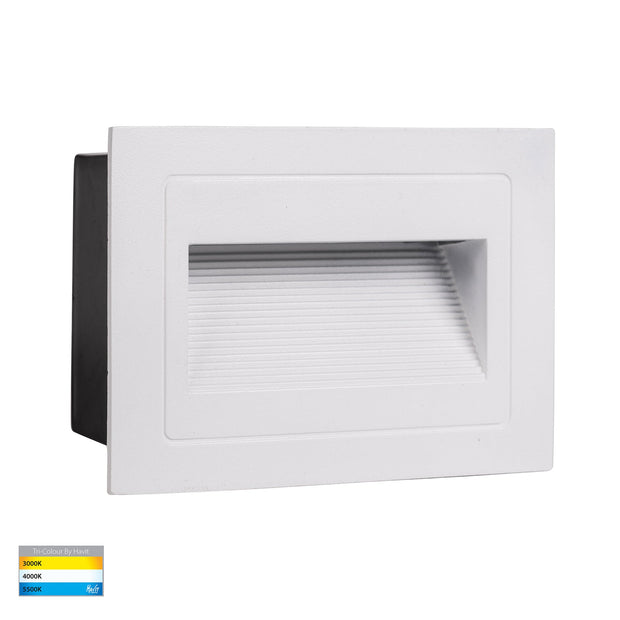 Trin 12v 5w 3CCT LED IP54 White Large Rectangle Recessed Steplight