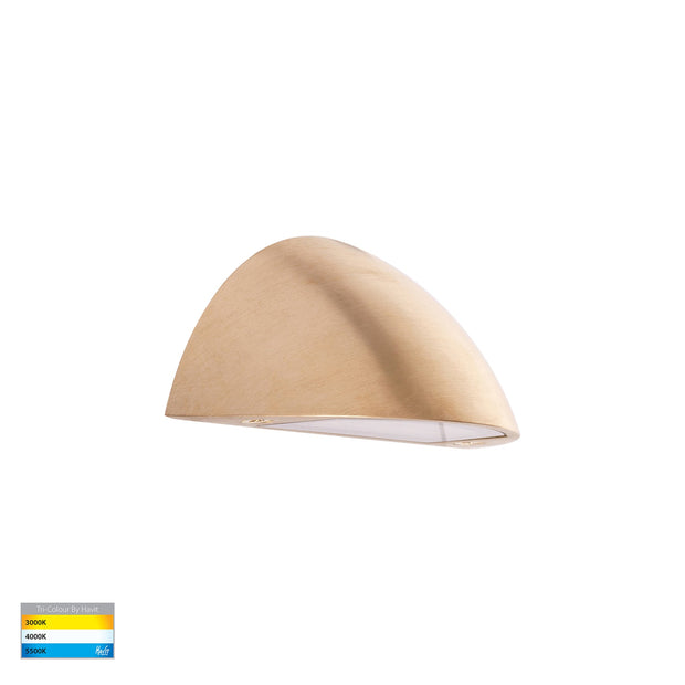 Curva 12V 3w 3CCT LED IP65 Curved Brass Surface Mounted Wall Light