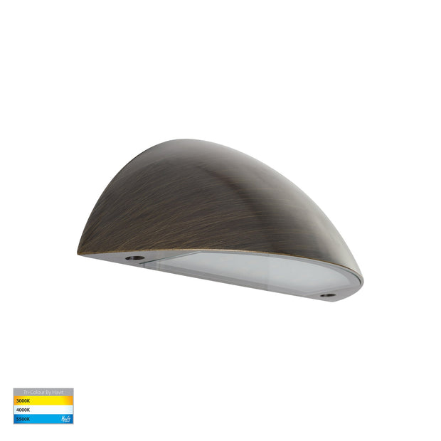 Curva 12V 5w 3CCT LED IP65 Curved Antique Brass Surface Mounted Wall Light