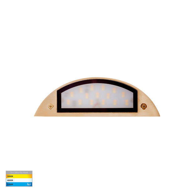 Curva 12V 5w 3CCT LED IP65 Curved Brass Surface Mounted Wall Light