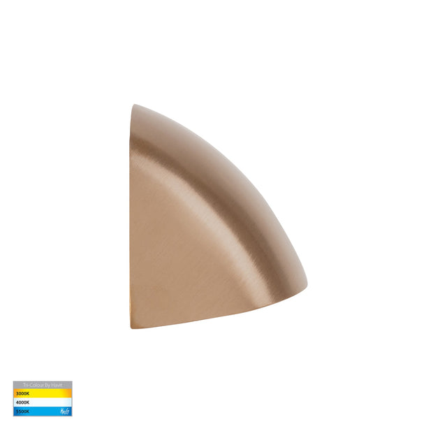 Curva 12V 5w 3CCT LED IP65 Curved Brass Surface Mounted Wall Light